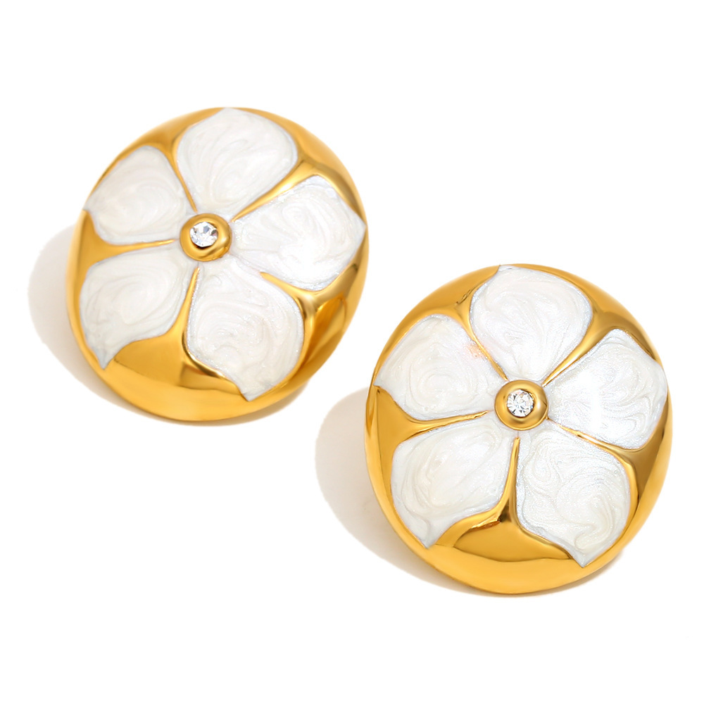 PVD Coated Real Gold Plated Flower 304 Stainless Steel Vacation Classic Style Waterproof Non Tarnish Ear Studs