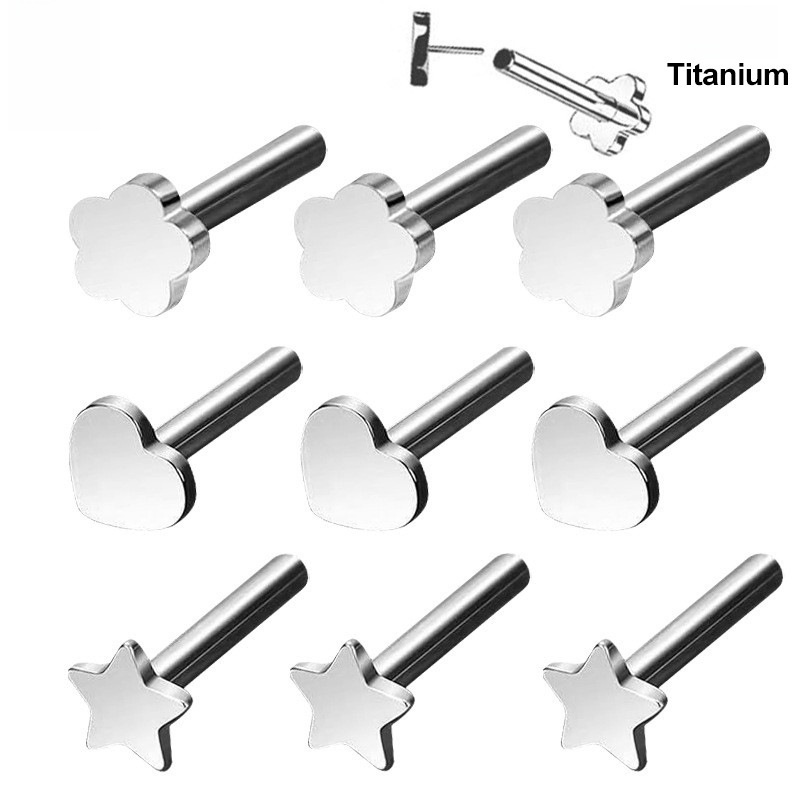 Titanium Alloy F136 Piercing Stud Lip Accessories Heart And Plum Blossom Design Body Piercing Decoration DIY Supplies