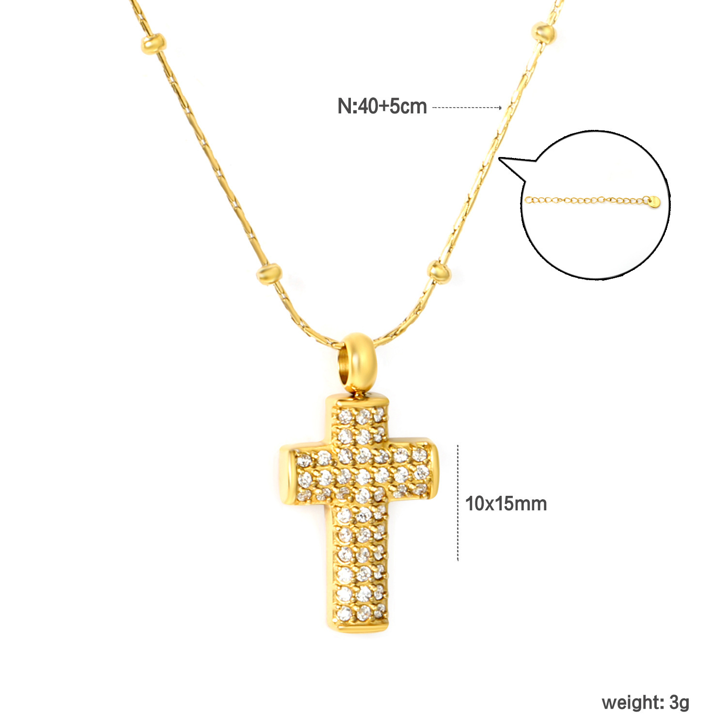 Elegant And Simple Cross Zircon Necklace For Women, European And American Style Jewelry Accessories, Geometric Pattern, 304 Stainless Steel Material