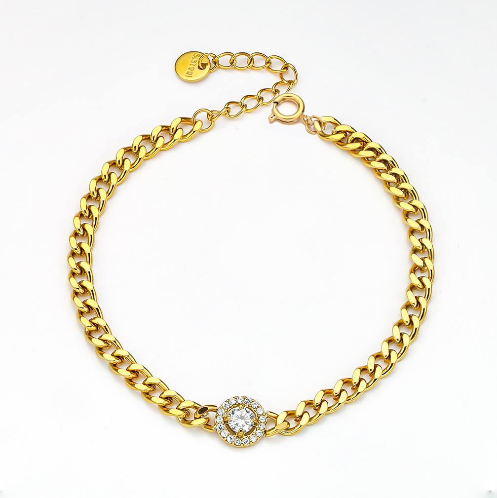 Titanium Steel Heart Bracelet Women Inlaid Zircon Jewelry Accessories