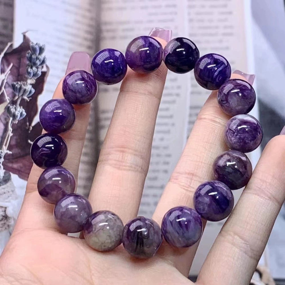Natural Purple Dragon Crystal Bracelet Charoite Stone Full Dragon Pattern King Purple Nine Purple Fire Versatile Bracelet