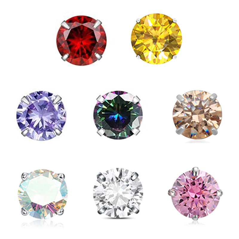 Titanium Alloy Lip Studs Earrings Belly Button Nose Studs External Tooth Screw Piercing Accessories With 5A Zirconia Stones