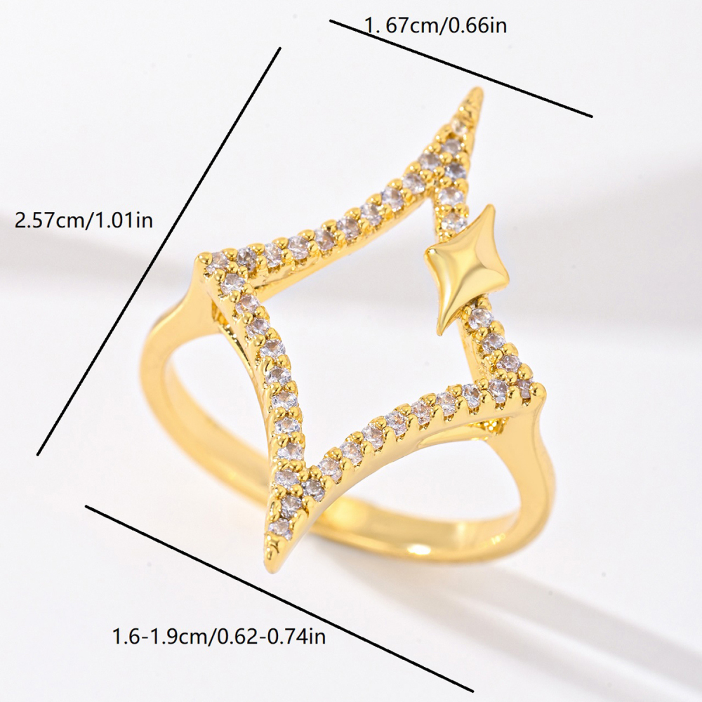 1 Piece Copper Inlaid Zircon Material Geometric Square Women's Ring Suitable For Party Gathering Jewelry Accessories Unisex