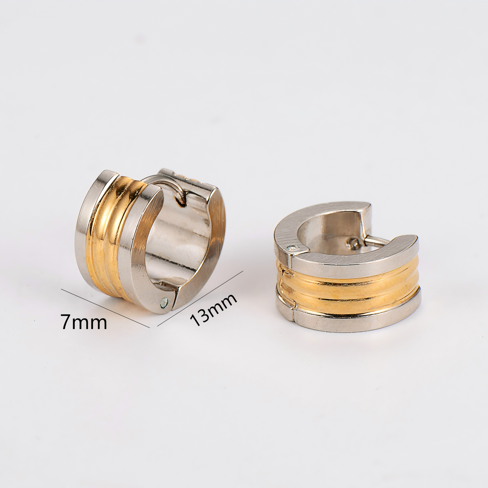 AML Fashion Trendy Striped Gold Ear Studs Elegant Personality Punk Style 201 Stainless Steel Circle Vacuum Electroplated 18K Real Gold Earrings Wholesale Versatile