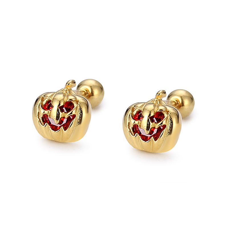 Silver Crystal Halloween Pumpkin Skull Earrings S925 Pure Silver Trendy Personalized New Style Fashion Jewelry Accessories