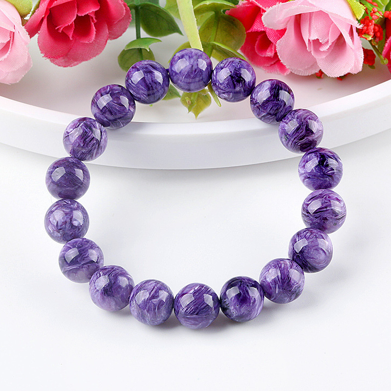 Natural Purple Dragon Crystal Bracelet Charoite Stone Full Dragon Pattern King Purple Nine Purple Fire Versatile Bracelet