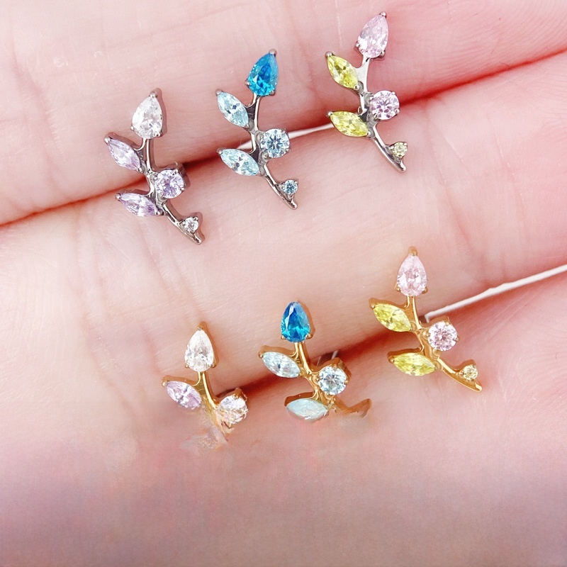 Colorful Leaf Titanium Alloy Ear Studs Inner Spiral Lip Piercing Accessories G23 Titanium Body Piercing Jewelry Unisex