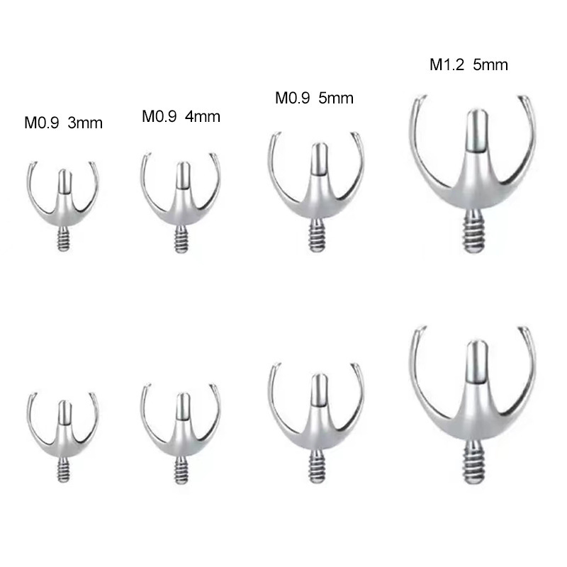 Titanium Alloy Lip Stud Earring Accessories Three-Claw Internal Thread Hollow Mold Body Piercing Jewelry Earrings Unisex Geometric Pattern