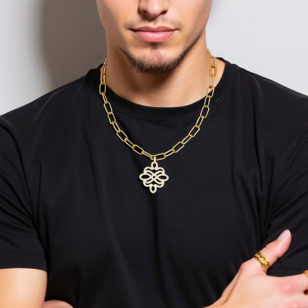 Micro Pave Zircon Pendant Necklace Cool Trendy Choker Copper Material Black Geometric Suitable For Women