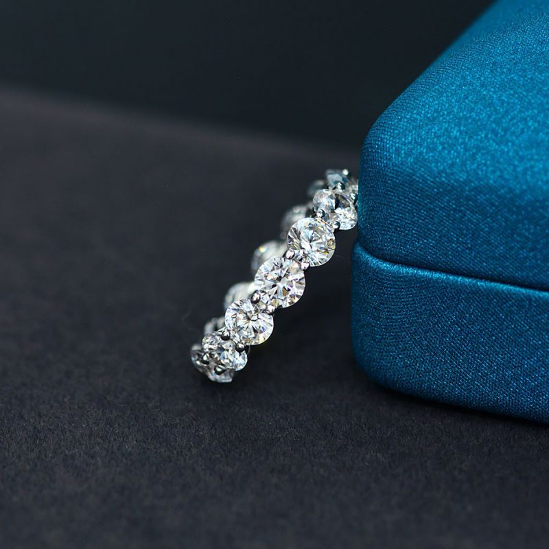 0.2ct 0.5ct Moissanite Row Ring Geometric White Gold Plated Moissanite Row Ring