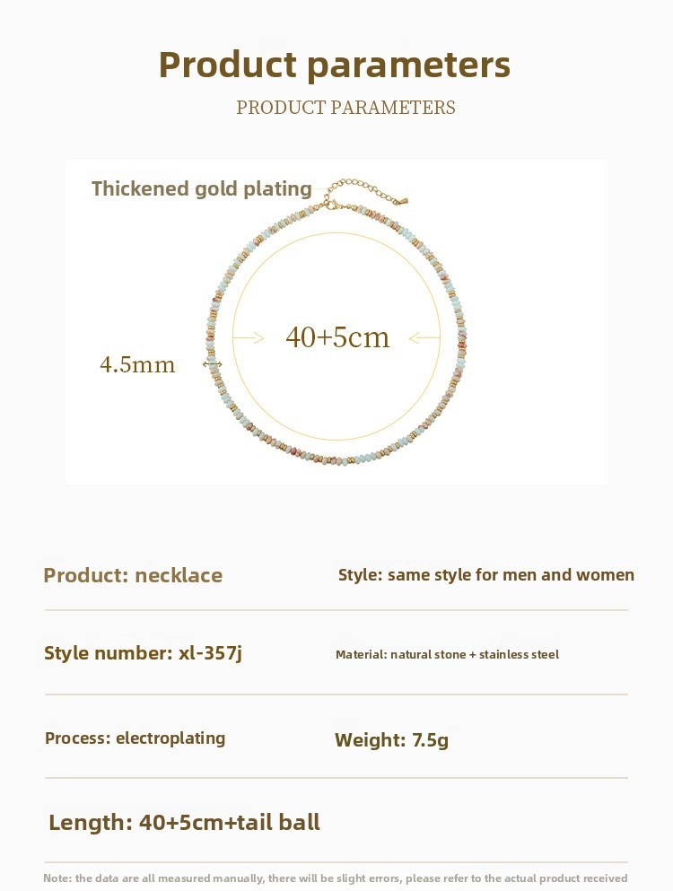 Summer New Style Women's Dopaamine Natural Stone Beaded Necklace Elegant Geometric Pattern Abacus Beads Jewelry Accessories