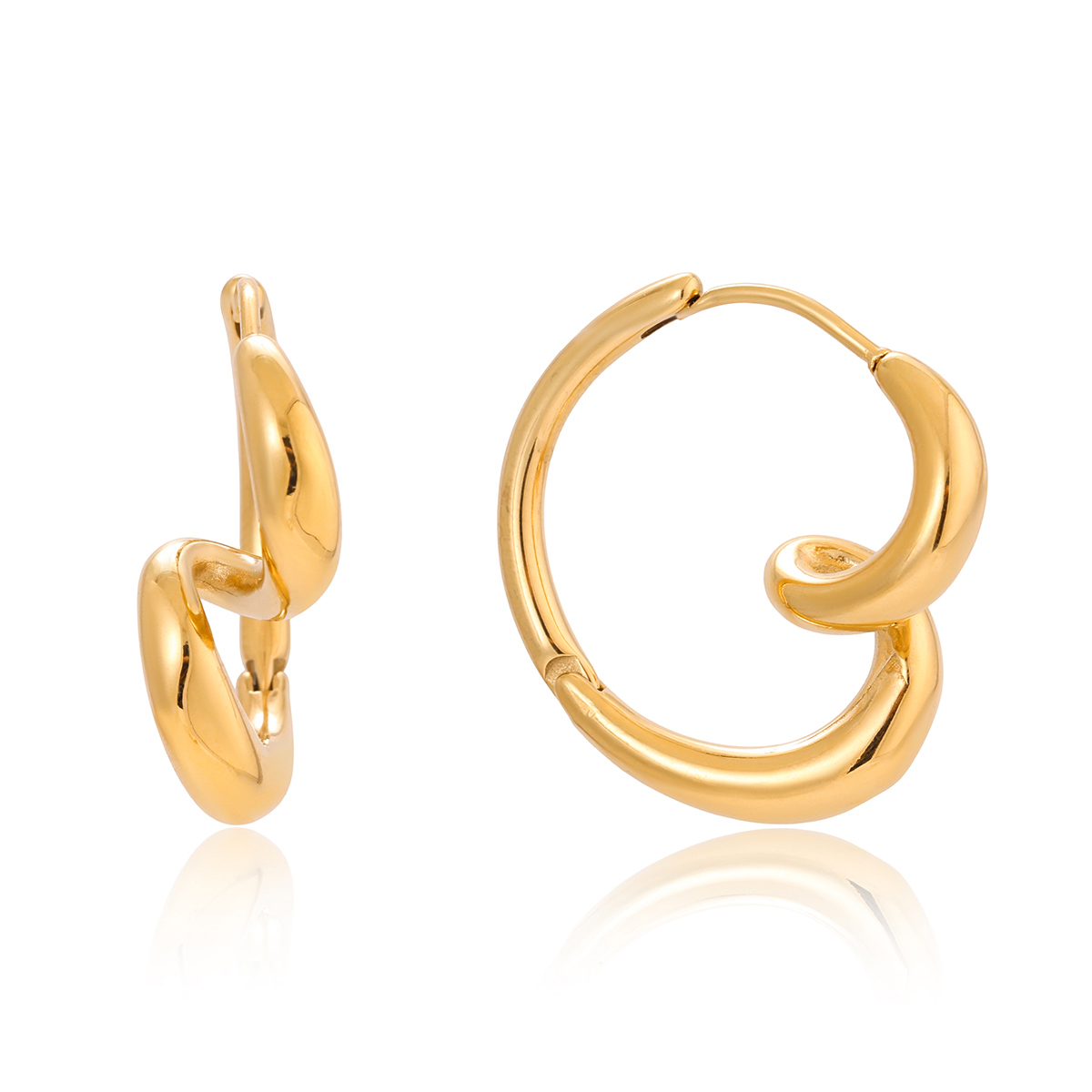 Women's Classic Style 18K Gold 304 Stainless Steel Linear Wrapped Heart Earrings Pair 18K Real Gold Vacuum Electroplating (In Furnace) Geometric Asymmetric Waterproof Non-Fading Earrings For Women Christmas