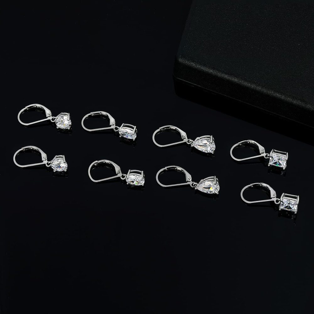 Fashion Four-Piece Copper Earring Set, Four-Prong Inlaid Zircon, Directly Shipped From Factory, Elegant Jewelry Accessories