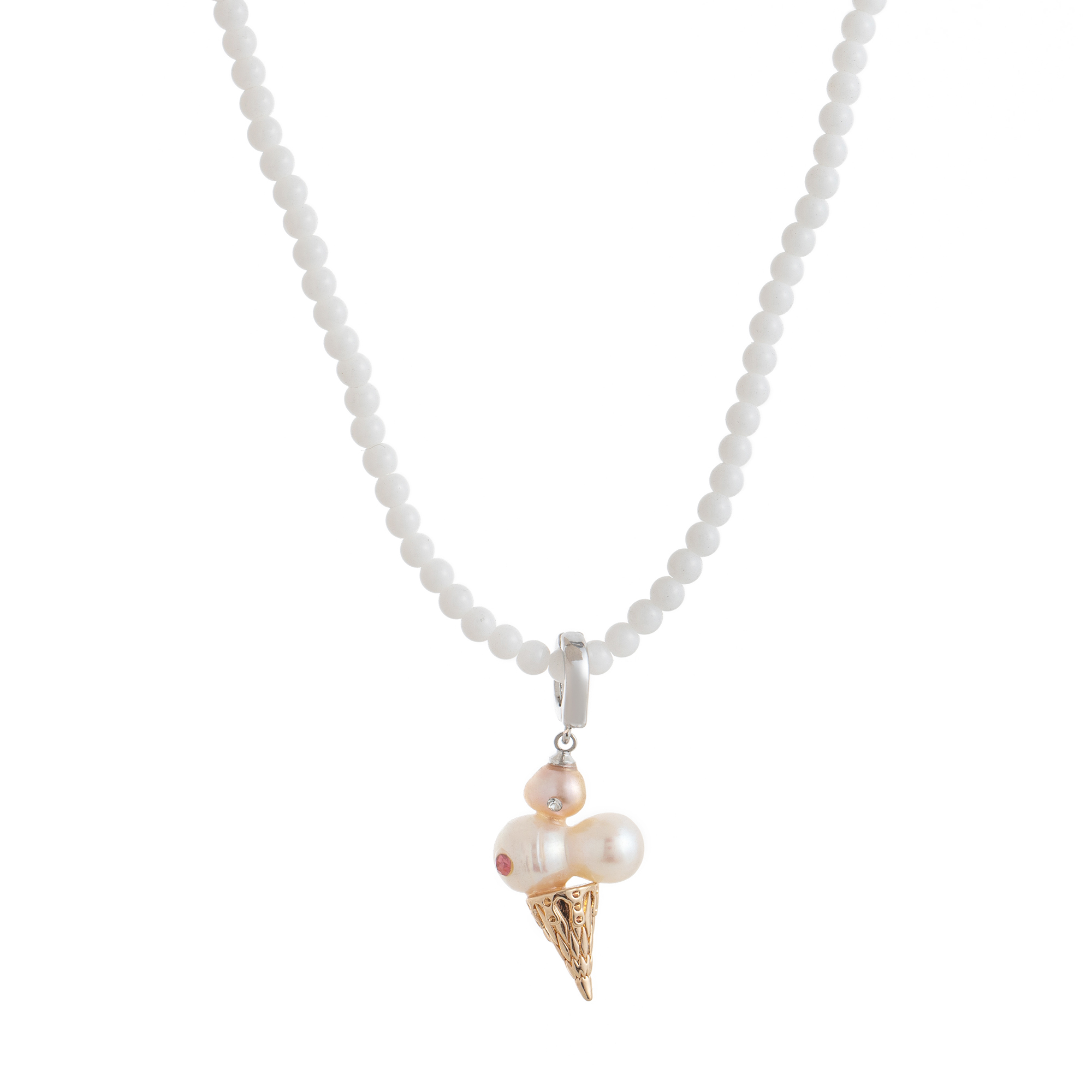 Elegant Pearl Ice Cream Style Necklace For Women Luxury Golden Plated Copper Jewelry Color Retention Choker Fashion Accessory