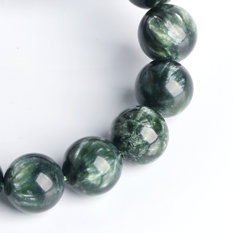 Natural Green Dragon Crystal Bracelet Collectible Grade Dark Green Dragon Crystal Attracting Pattern Green Clay Stone Unisex Jewelry