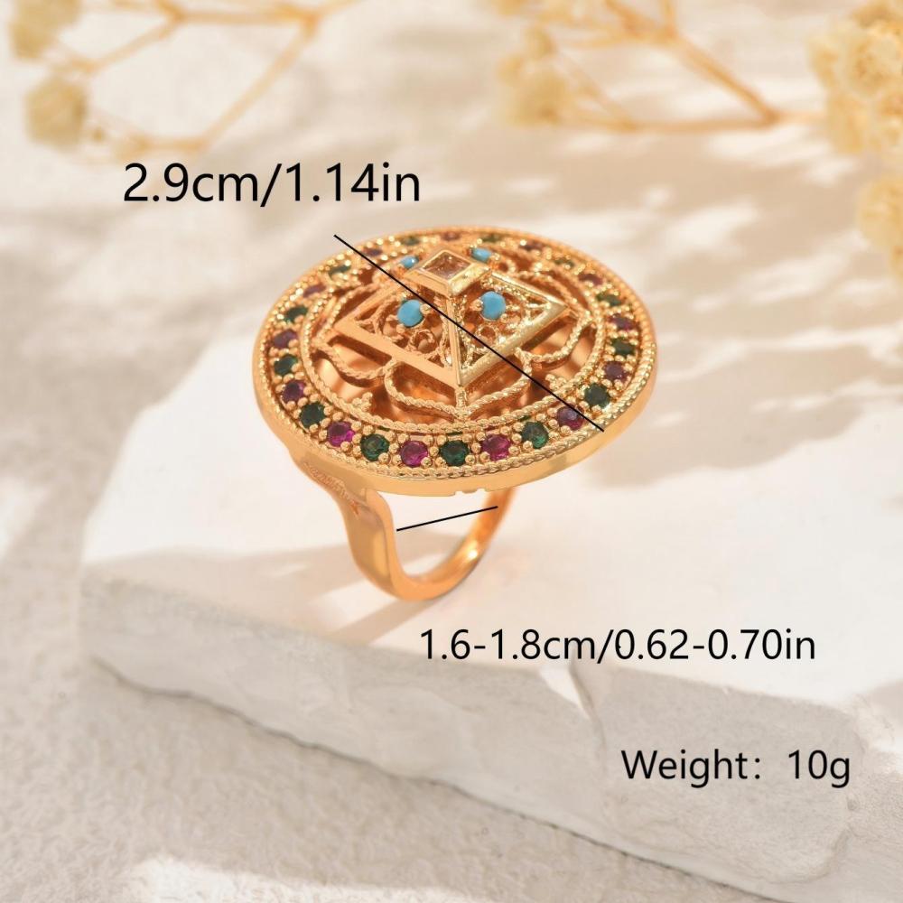 1 Piece Copper Inlaid Zircon Material Vintage Elegant Gorgeous Women's Ring Party Banquet Jewelry Accessories Round Copper Ring