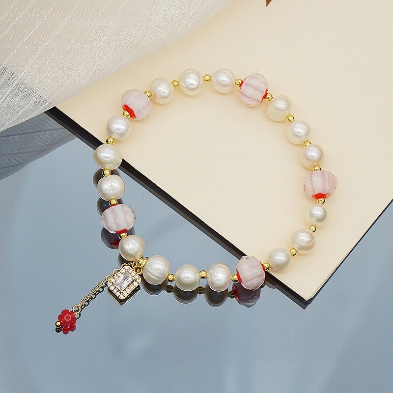 Spring And Summer Crystal Glass Pearl Bracelet Girl Bracelet Geometric Couple Jewelry Accessories
