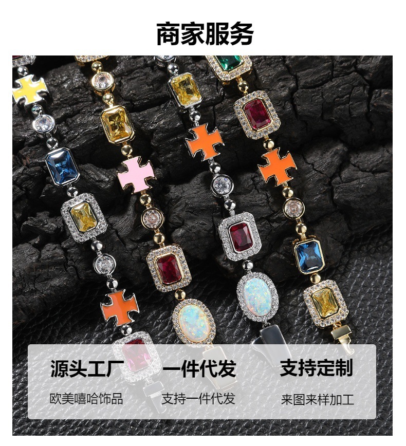 Wholesale Jewelry Hip-Hop Cross Copper Tennis Chain Necklace