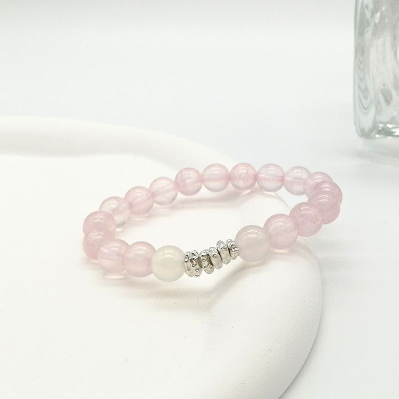 Natural Pink Crystal Bracelet 925 Silver Liquefied Silver Bracelet New Chinese Sweet Style Bracelet Crystal Jewelry Accessories