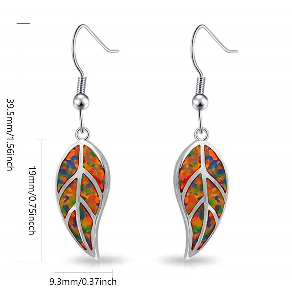 Oceanic Leaf Opal Earrings TikTok Trendy Beach Girl Sweet Style Geometric Pattern Copper Jewelry Accessories For Women
