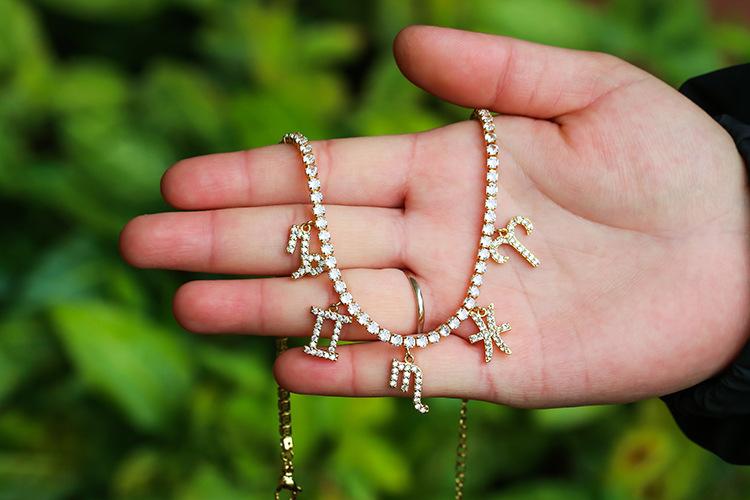 Pendant Necklace Simple Diamond Zircon 12 Constellation Clavicle Chain