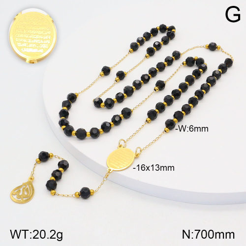18K Gold Plated 304 Stainless Steel Cross Buddha Bead Necklace For Women Fashion Gold Glossy Religious Elegant Classic Style Lobster Clasp Pendant Necklace