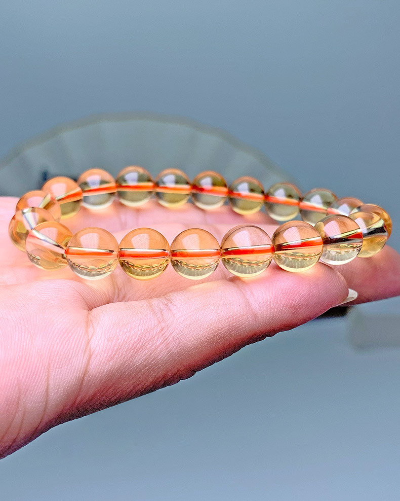 Natural Brazilian Deep Yellow Crystal Bracelet Women's Fashion Gemstone Jewelry Handmade Geometric Design Polished Finish