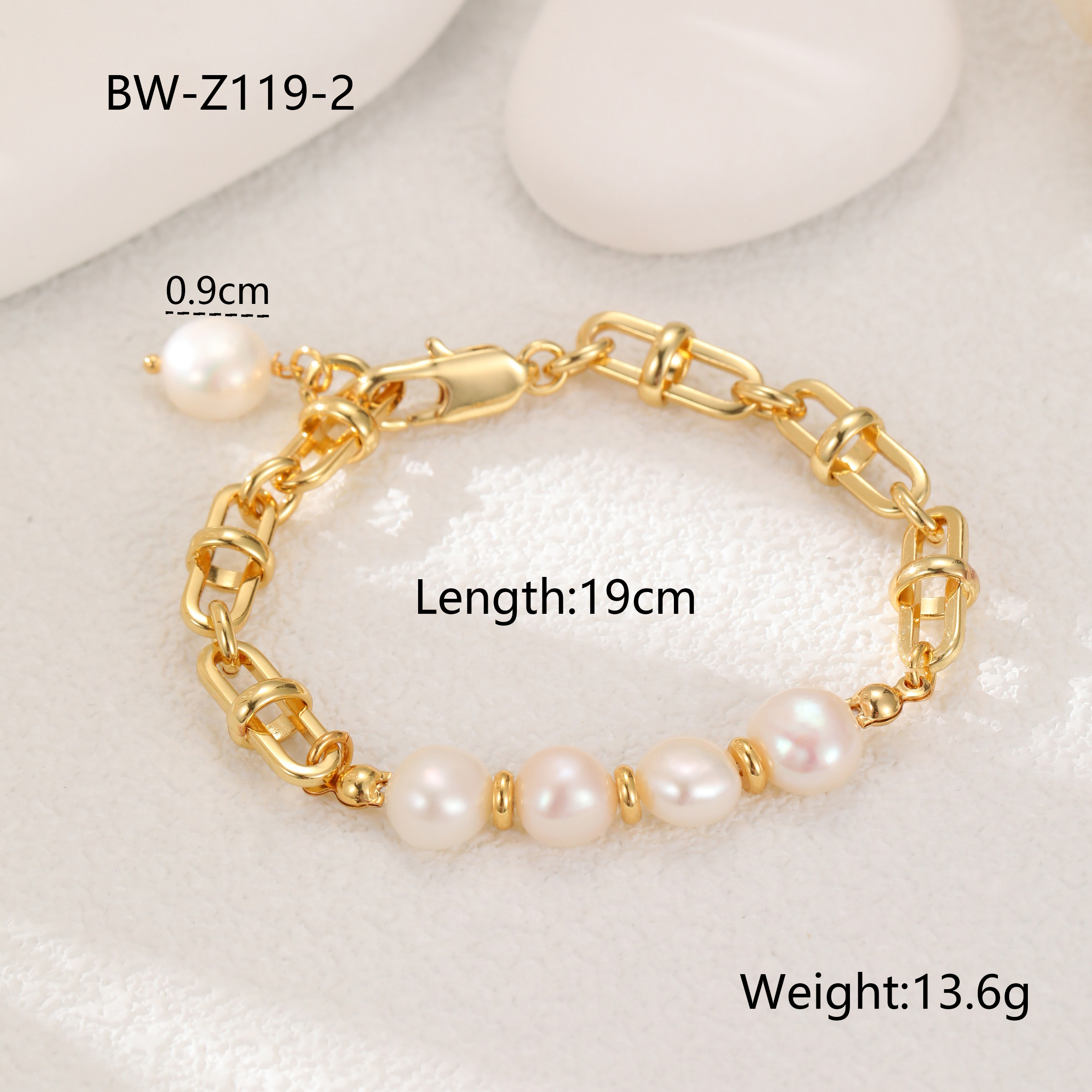 Classic Fashionable Versatile Luxury 18K Gold Plated Natural Freshwater Pearl Bracelet Geometric Pattern Copper Jewelry Accessory