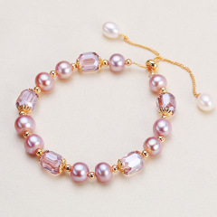Amethyst Pull-Out Pink Purple Freshwater Pearl Bracelet