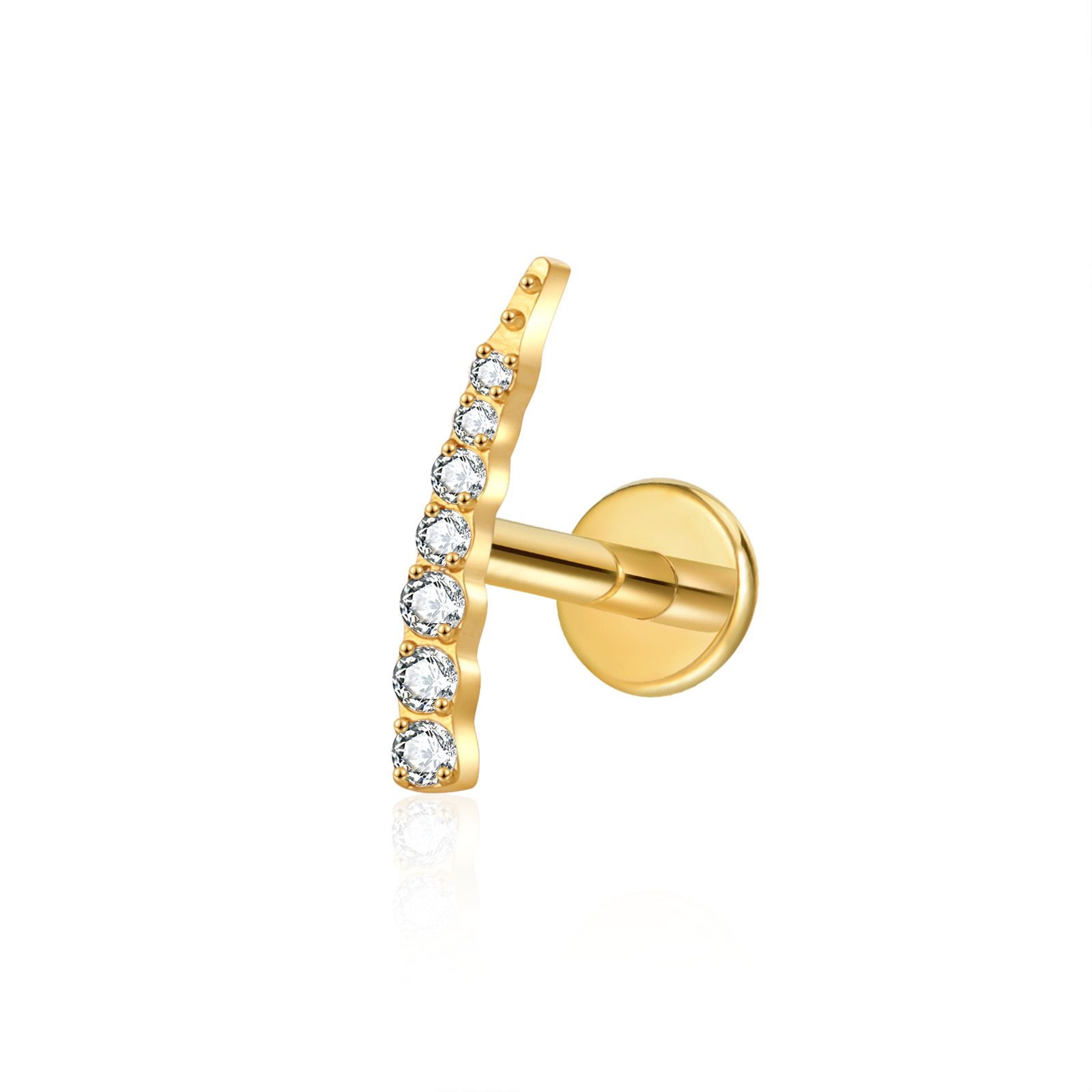 Fashion G23 Titanium Alloy Ear Lip Stud With Claw Inlaid Zircon Geometric Pattern Suitable For Men And Women Titanium Steel