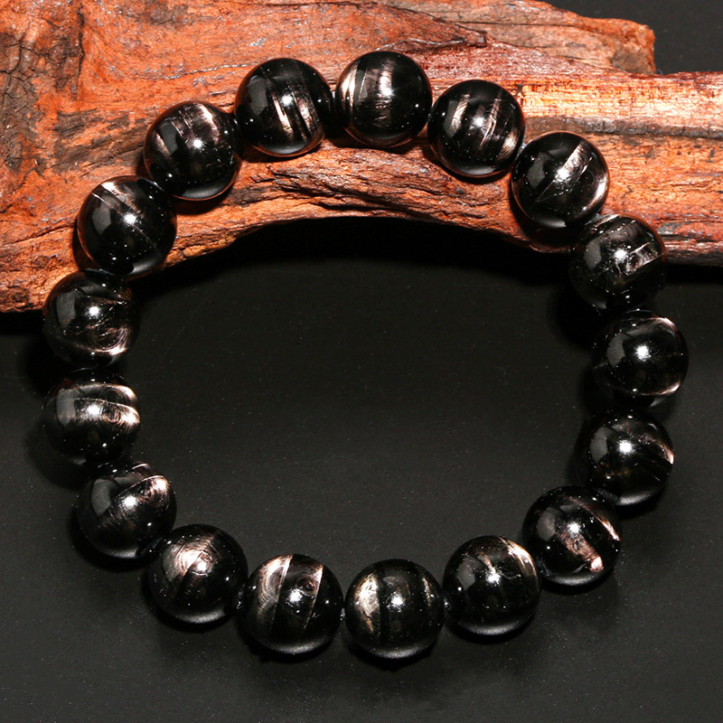 Natural Crystal Lucky Stone Bracelet Eye-Catching Egyptian Wealth Stone Sea Tang Crystal Color Gem Bracelet Unisex Geometric Pattern Polished Surface