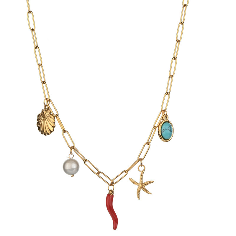Fashionable Creative DIY Stainless Steel Women's Necklace High-End European Design Pendant Lockbone Chain Jewelry Accessory