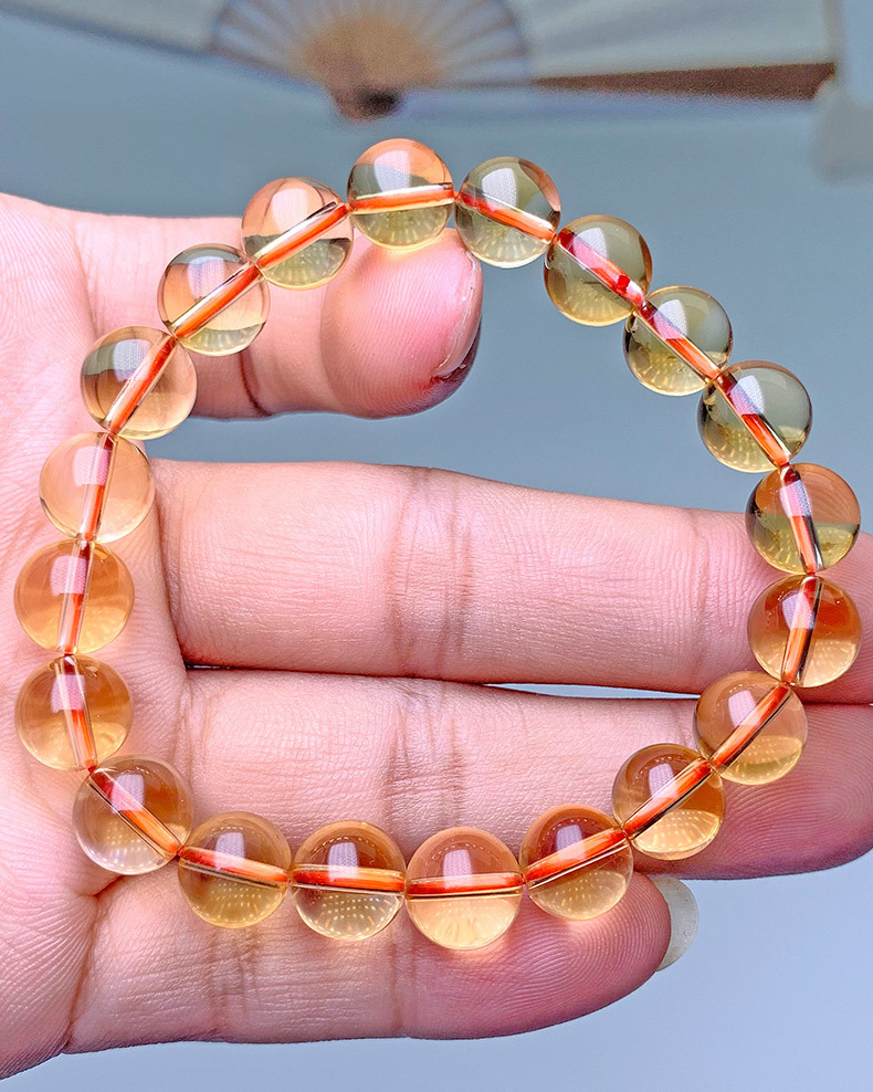 Natural Brazilian Deep Yellow Crystal Bracelet Women's Fashion Gemstone Jewelry Handmade Geometric Design Polished Finish