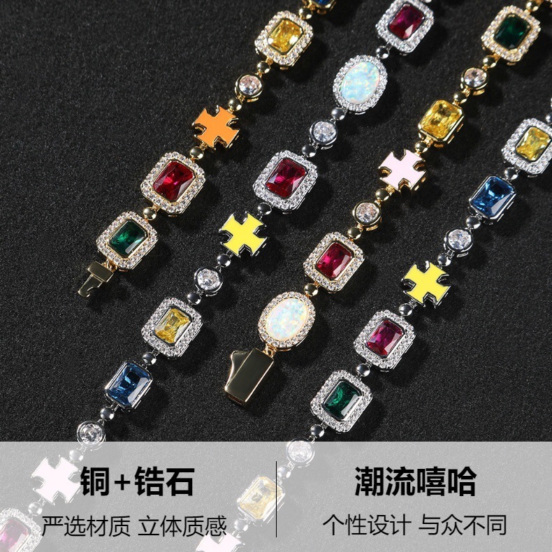 Wholesale Jewelry Hip-Hop Cross Copper Tennis Chain Necklace
