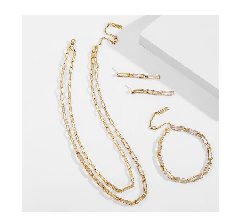 Kenge Copper Embedded Zircon Plated Color Retention Chain Bracelet Women's Fashionable Minimalist Style Summer Jewelry Accessory