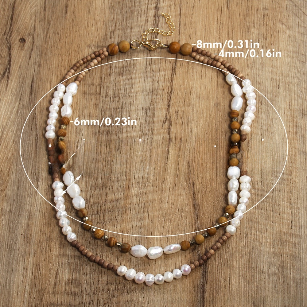 Bohemian Style Irregular Natural Stone Pearl Necklace Black Brown Geometric Pattern Handmade Women's Jewelry Accessories