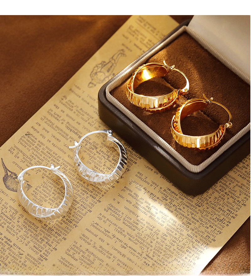 Trendy Unique Metal Hoop Earrings  Style Personality Fashion Geometric Pattern Women's Jewelry Accessories