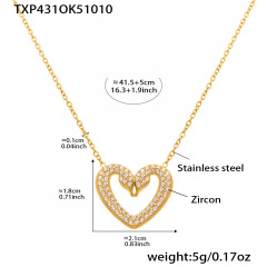 TXP431-Hollow Love Necklace 41+5cm
