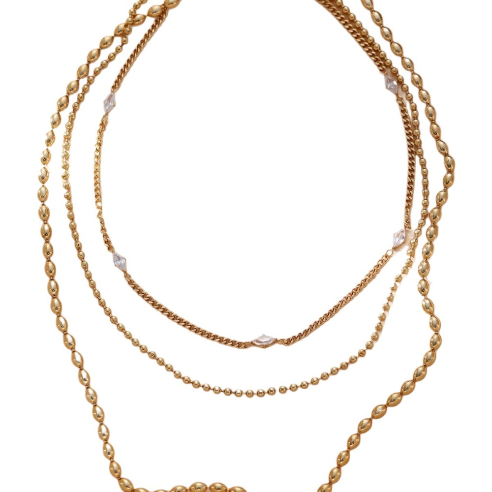 Fashion Layered Zircon Necklace For Women Stainless Steel Round Chain Ring Jewelry Accessories Suitable For Commuting And Parties