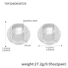 TXF326-Steel Zircon Zircon Earrings