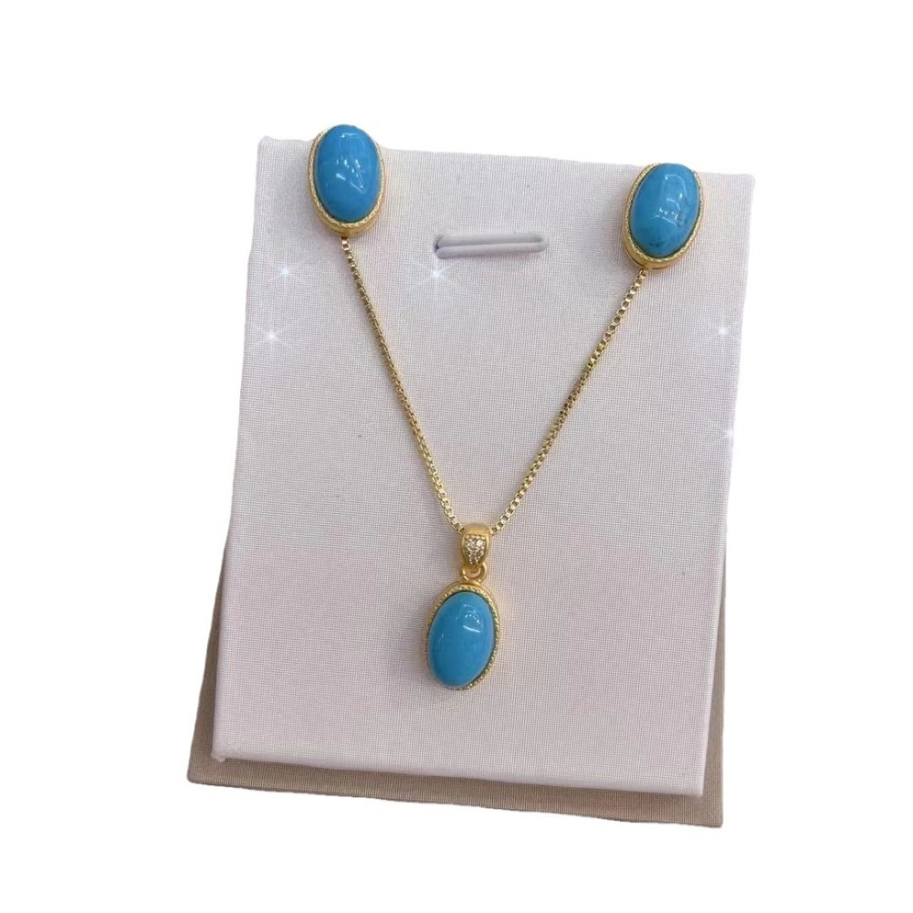 Fashion Tibetan Jewelry Set Vintage Turquoise Three-Piece Set Exquisite Design Ethnic Accessories Inlaid Diamond Earrings Necklace Bracelet Suitable For Women