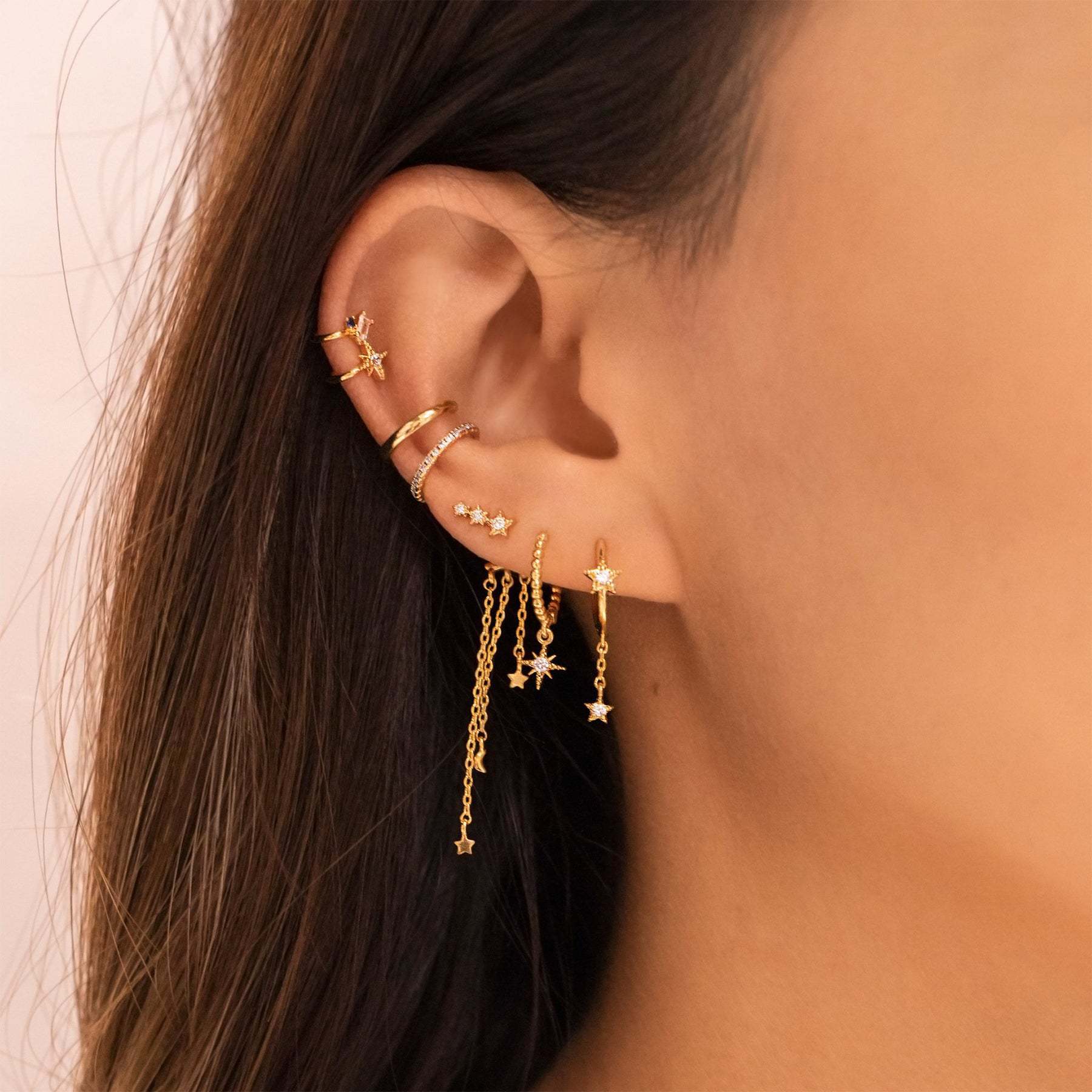 1 Set Sweet Classic Style Geometric Inlay Brass Zircon 18K Gold Plated Drop Earrings