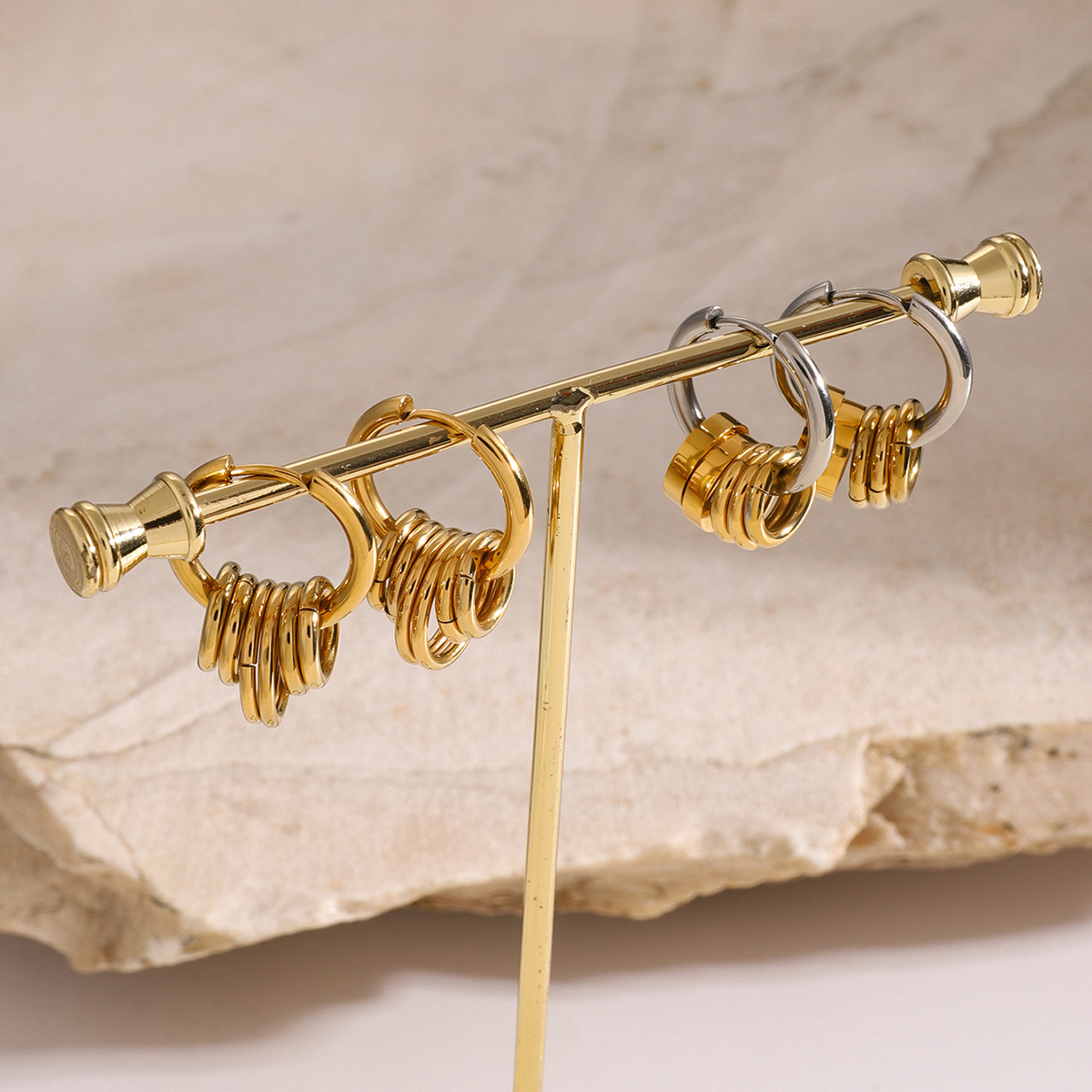 PVD Coated Real Gold Plated Round 304 Stainless Steel Simple Style Classic Style Waterproof Non Tarnish Earrings