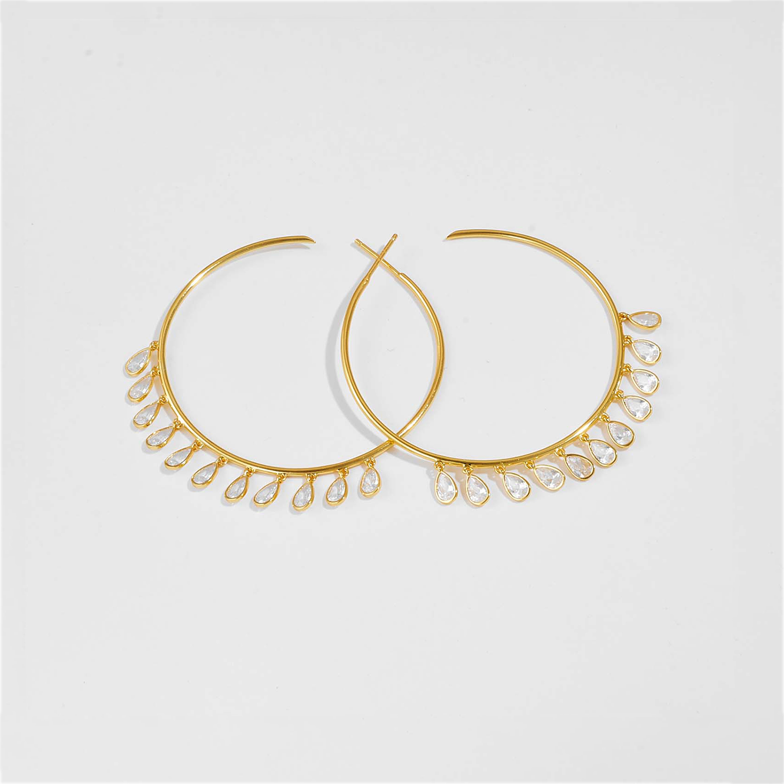 1 Pair Simple Style Classic Style Geometric Plating 925 Sterling Silver Zircon Electroplating 18K Gold Plated 18K Real Gold Plated White Gold Plated Women's Drop Earrings