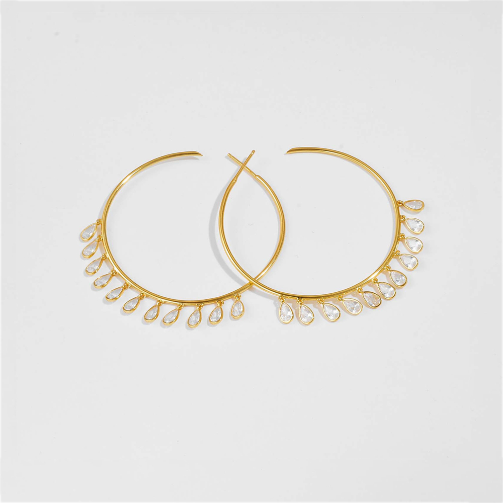 1 Pair Simple Style Classic Style Geometric Plating 925 Sterling Silver Zircon Electroplating 18K Gold Plated 18K Real Gold Plated White Gold Plated Women's Drop Earrings