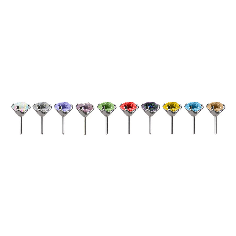 Fashion Titanium Alloy Piercing Needle 5A Zircon Claw Body Piercing Jewelry Lip And Ear Cartilage Stud Unisex Accessories