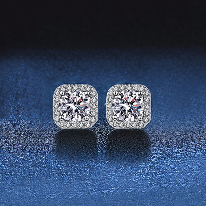 Elegant Classic Style Square Sterling Silver Inlay Zircon Women's Jewelry Set