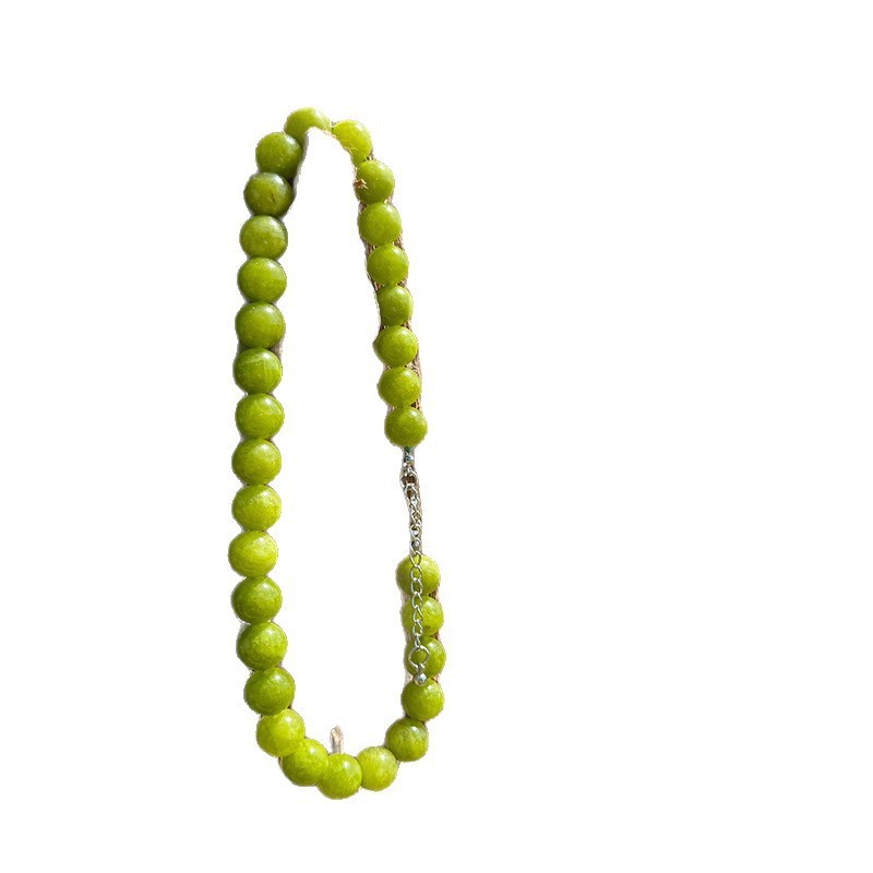 Natural Crystal Beaded Necklace For Women Colorful 12mm Gemstone Choker Summer Fashion Jewelry Sweet Style Alloy Material