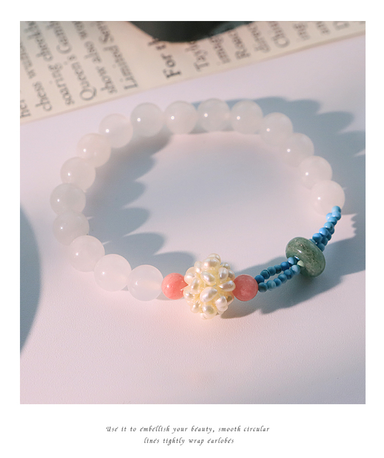 Original Natural Pearl Turquoise Natural Stone Bracelet For Women DIY Beaded Bracelet Simple Elegant Versatile Bangle Jewelry