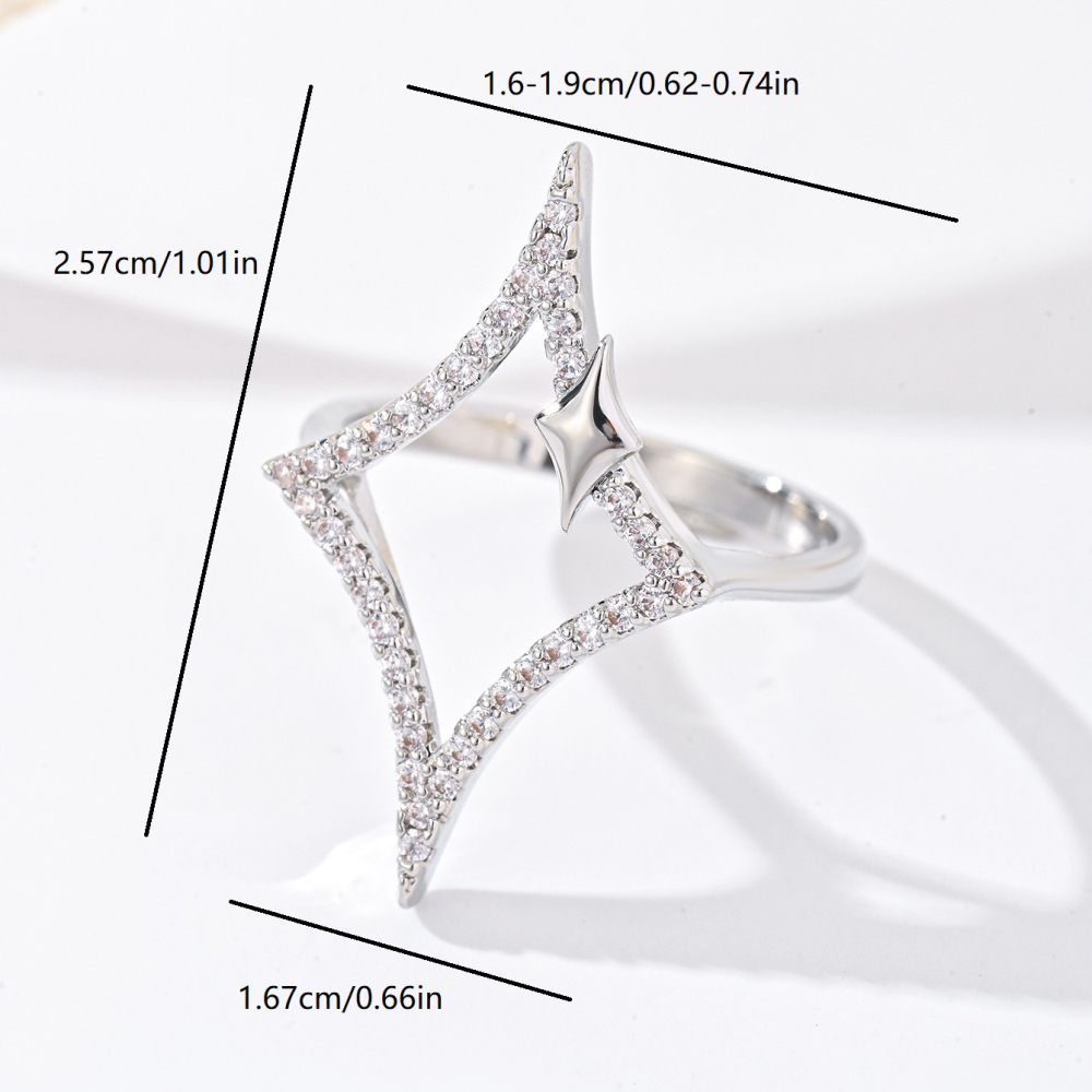 1 Piece Copper Inlaid Zircon Material Geometric Square Women's Ring Suitable For Party Gathering Jewelry Accessories Unisex